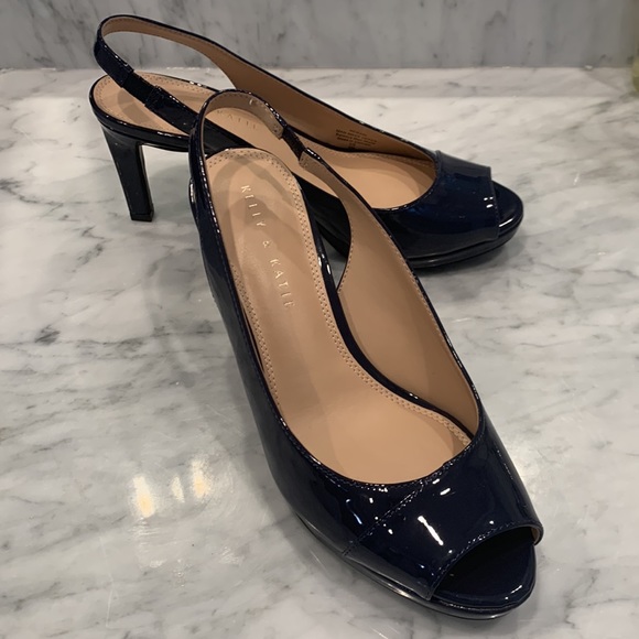 Kelly & Katie navy Patton leather heel open toe NWOT - Picture 8 of 8